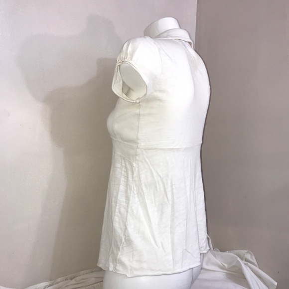 #023-DKNY Vintage White Hole Cutout Short Sleeve - Picture 5 of 6